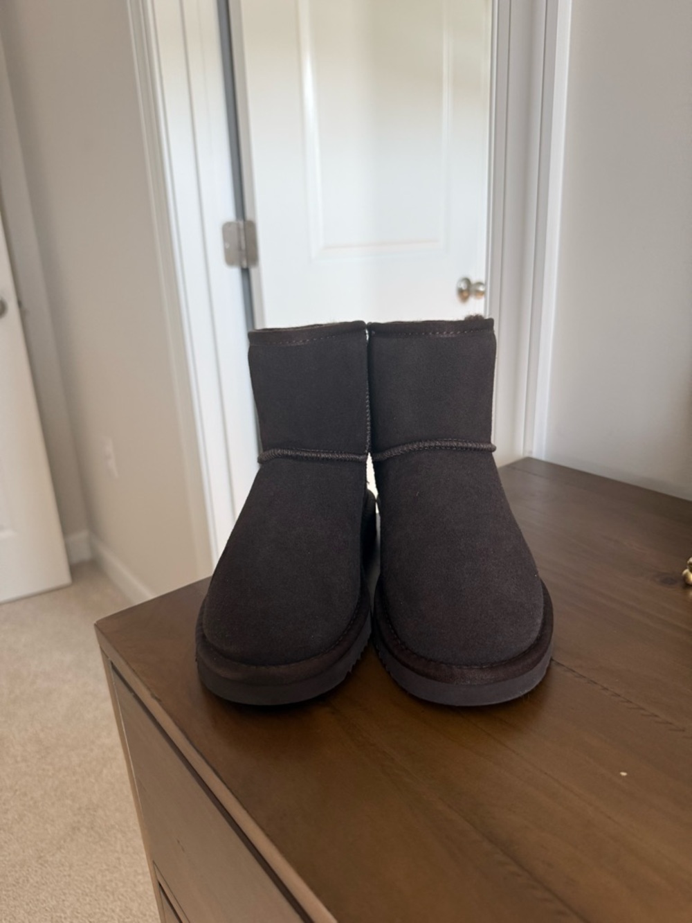 UGG Short Winter Boots in Dark Brown